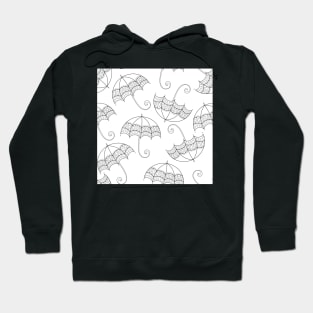 Noncolored Flying Umbrellas Print Hoodie